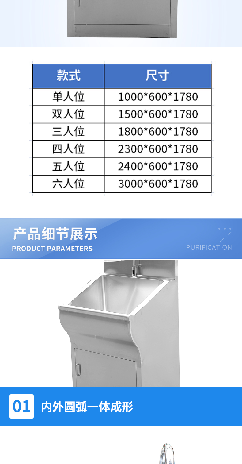 醫(yī)用雙人不銹鋼洗手池